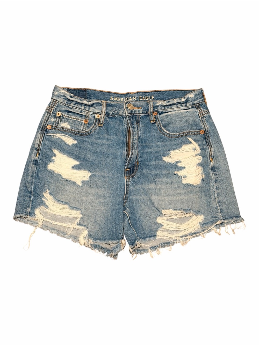 American Eagle 90s boyfriend shorts in a distressed light wash denim
